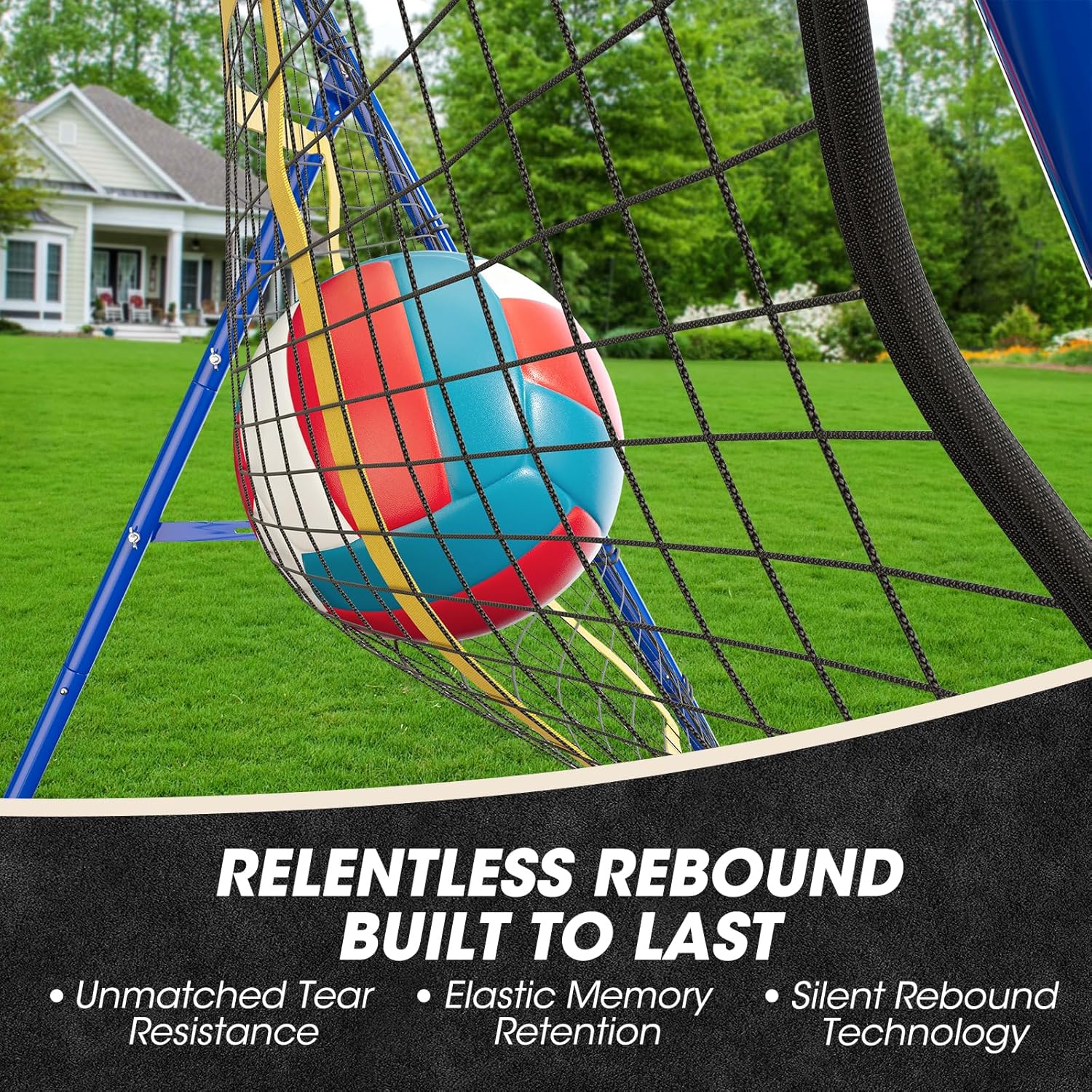 Volleyball's Rebounder, Volleyball Net System for Hitting, Blocking, Serving, Setting, Portable Volleyball Training Equipment with 6-Angle Quick Adjustments, 4.5x4FT