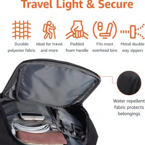 Amazon Basics Mochila de viaje para portátil de 15,6 pulgadas, color negro | para portátil de 15,6 pulgadas