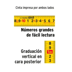 FLEXÓMETRO CONTRA IMPACTOS 5 M CINTA 19 MM GRAD. MÉTRICA (CINTA METRICA)
