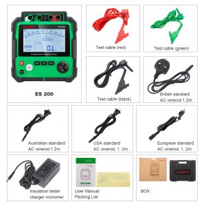 comprobador de resistencia de aislamiento LAUNCH ES200 para vehículos eléctricos ofrece mediciones precisas de la resistencia de aislamiento con opciones de alto voltaje (500 V, 1000 V, 2500 V), lo que garantiza un diagnóstico seguro y eficiente para los sistemas de alto voltaje de los vehículos eléctricos entrega en 12 días