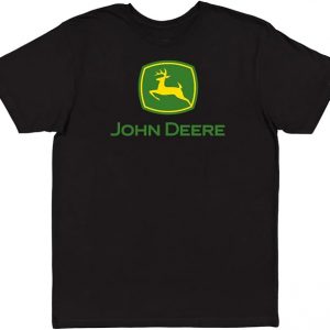 Camiseta con logotipo en el centro, manga corta y mensaje "John Deere"