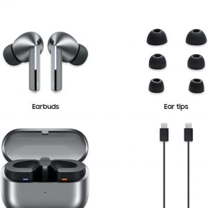 Samsung Galaxy Buds 3 Pro AI True Wireless Bluetooth Earbuds, Noise Cancelling, Sound Optimization, Redesigned Comfort Fit, Silver [US Version, Amazon Exclusive, 2Yr Warranty]