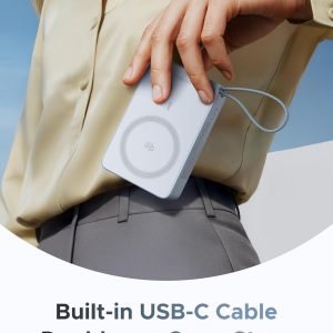 UGREEN MagFlow - Banco de energía magnético de 20000 mAh para MagSafe con cable integrado, carga inalámbrica certificada Qi2 de alta capacidad de 25 W y carga rápida PD de 45 W, cargador portátil para iPhone 17 Pro Max/16/15/14