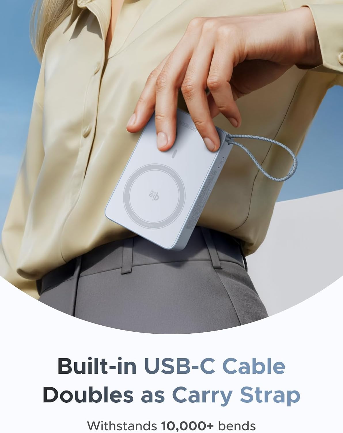 UGREEN MagFlow - Banco de energía magnético de 20000 mAh para MagSafe con cable integrado, carga inalámbrica certificada Qi2 de alta capacidad de 25 W y carga rápida PD de 45 W, cargador portátil para iPhone 17 Pro Max/16/15/14
