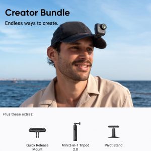 Insta360 GO Ultra Creator Bundle - Small 4K Vlogging Camera, Hands-Free, POV Cam, 1/1.28" Sensor, 53g Lightweight, 156° FOV, 200 Min Battery Life, Magnetic Wearable Action Camera for Sports, Vlog
