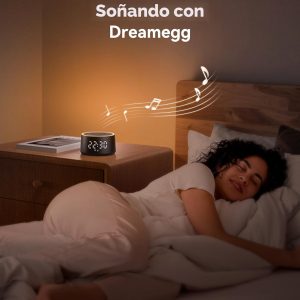 Dreamegg Máquina de Sonido para Dormir - Máquina de Sonido de Ruido Blanco D1 Nova para Bebé y Adulto con Reloj Despertador, Sonidos Relajantes, Regulable, Relojes Despertadores de Ruido Blanco para