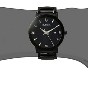 Bulova Reloj de cuarzo de 3 manecillas para hombre con esfera de diamantes y cristal de borde a borde