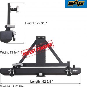 EAG Classic Rear Bumper with Tire Carrier Black Textured Fit for 87-06 Wrangler TJ YJ