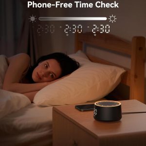Dreamegg Máquina de Sonido para Dormir - Máquina de Sonido de Ruido Blanco D1 Nova para Bebé y Adulto con Reloj Despertador, Sonidos Relajantes, Regulable, Relojes Despertadores de Ruido Blanco para