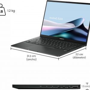 ASUS Zenbook 14 Creator portátil 14" WUXGA Lumina OLED táctil (500 nits HDR, 100% DCI-P3) Intel Ultra 7 255H de 16 núcleos (hasta 13 Tops) 16 GB de RAM SSD de 512 GB para trabajo de negocios Win11 ICP