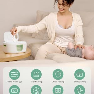 Momcozy Baby Wipe Warmer, Innovative Spring Design, Large Capacity Wipes Dispenser, Fast and Even Heating, 4 Modes of Temperature Heating Control, Diaper Wipe Warmer with Night Light