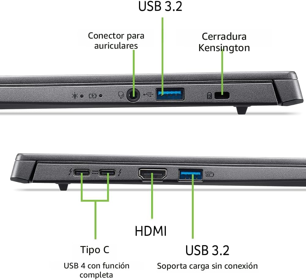 Acer Aspire 14 AI Copilot+ PC | Pantalla WUXGA de 14 pulgadas | Procesador Intel Core Ultra 5 de 226 V | NPU: hasta 40 tops - GPU: hasta 53 tops | Intel ARC 130V | 16 GB LPDDR5X | SSD de 512 GB | Wi-Fi 6E | A14-52M-52M-5 1S1