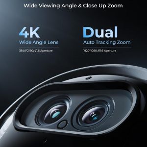 REOLINK 4K Dual-Lens Solar Security Cameras Wireless Outdoor/Indoor, Argus Track + 6W Solar Panel, Auto Zoom Tracking, 2.4/5GHz WiFi, Color Night Vision, No Subscriptions, Home Hub Compatible