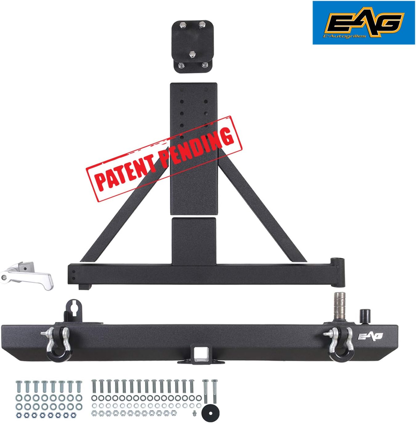 EAG Classic Rear Bumper with Tire Carrier Black Textured Fit for 87-06 Wrangler TJ YJ