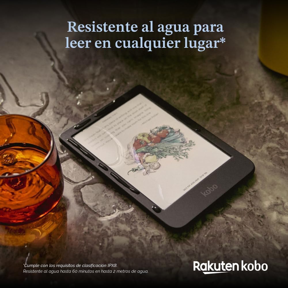 Kobo Clara Colour | Lector electrónico a color | Pantalla Kaleido™ 3 de tinta E sin deslumbramiento de 6 pulgadas | Opción de modo oscuro | Resistente al agua | Audiolibros | 16 GB de almacenamiento |