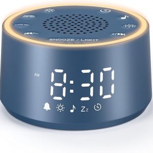 Dreamegg Sound Machine & Alarm Clock - White Noise Machine with 7 Wake-Up Sounds, 0-100% Dimmable, Night Light, Sound Machine for Sleeping, Office, Home, Travel Essentials Gift, Navy