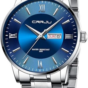 CRRJU Relojes de Lujo de Acero Inoxidable para Hombre de Moda para Hombres de Negocios Automáticos con Fecha Cronógrafo Analógico Relojes de Pulsera de Cuarzo