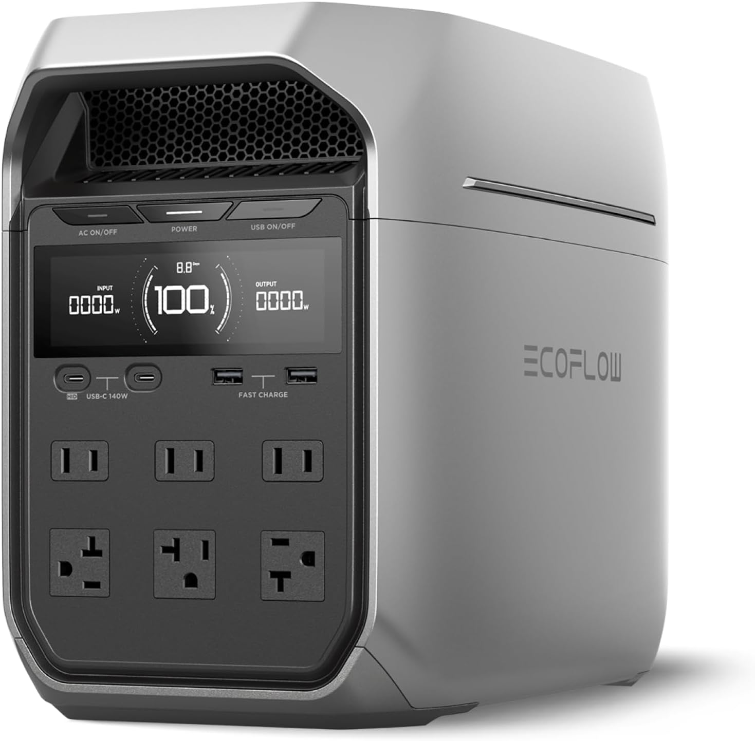 EF ECOFLOW Estación de energía portátil DELTA 3 Plus, batería LiFePO4 (LFP), 1800 W AC/140 W USB-C, generador solar (panel solar opcional) para respaldo del hogar, campamento y RV