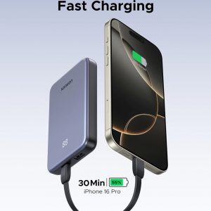 UGREEN Banco de Energía 10,000mAh 22.5W, Cargador Compacto Portátil USB-C PD3.0 Paquete de Batería de Carga Rápida para Viajes con Pantalla Digital para iPhone 17/16/15/14/13/12 Pro Max, Galaxy S25