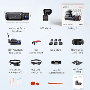 Vantrue New N4 Pro S 4K 3 Channel Dash Cam, Triple STARVIS 2 Dash Camera for Cars, 4K+1080P+2.5K Front and Rear Inside, HDR IR Night Vision, 24/7 Buffered Parking Mode, GPS, Wi-Fi, Support 1TB (RC18)
