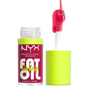 NYX PROFESSIONAL MAKEUP Fat Oil Lip Drip, Aceite Labial Hidratante con Brillo, Fórmula Vegana con Color, Hidratación hasta por 12 Horas - Newsfeed (Rose Nude)