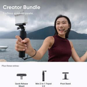 Insta360 GO Ultra Creator Bundle - Small 4K Vlogging Camera, Hands-Free, POV Cam, 1/1.28" Sensor, 53g Lightweight, 156° FOV, 200 Min Battery Life, Magnetic Wearable Action Camera for Sports, Vlog