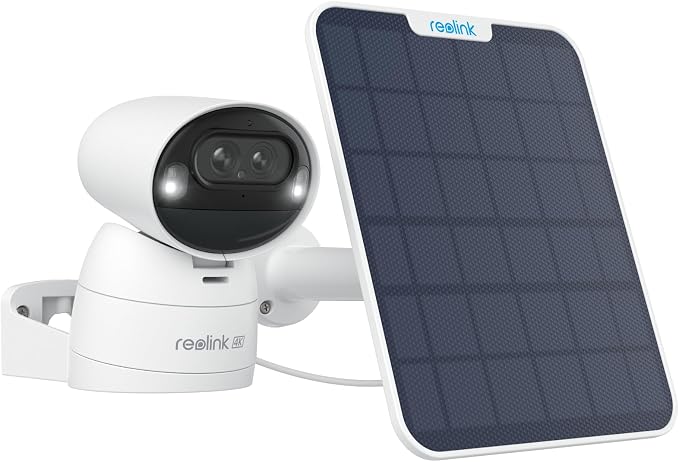 REOLINK 4K Dual-Lens Solar Security Cameras Wireless Outdoor/Indoor, Argus Track + 6W Solar Panel, Auto Zoom Tracking, 2.4/5GHz WiFi, Color Night Vision, No Subscriptions, Home Hub Compatible