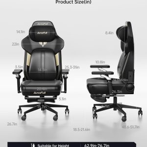 AutoFull M6 Gaming Chair with Climate Control Massage – Ventilated & Heated Seat, 3rd-Gen Active Lumbar Support, 360° Adjustable Armrests, Ergonomic Chair for Gamers & Home Office (Black)