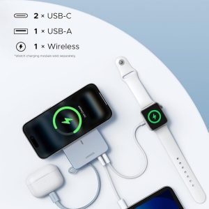UGREEN MagFlow - Banco de energía magnético de 20000 mAh para MagSafe con cable integrado, carga inalámbrica certificada Qi2 de alta capacidad de 25 W y carga rápida PD de 45 W, cargador portátil para iPhone 17 Pro Max/16/15/14