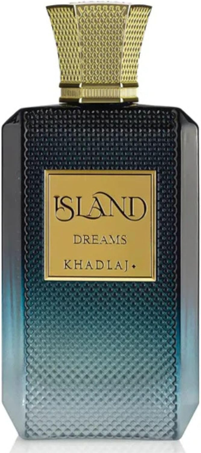 Khadlaj Island Dreams – Fragancia Frutal, Floral, Ambar, Almizclada – Extrait de Parfum de Larga Duración para Unisex, 3.4 Onzas