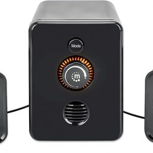 MANHATTAN Sistema de altavoces estéreo Bluetooth USB 2.1 con subwoofer y 2 altavoces satelitales pequeños, 3 modos de conexión de audio - para computadora, PC, laptop, escritorio - 167345