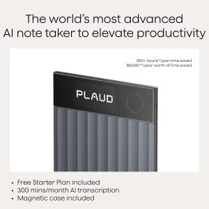 Plaud Note Pro AI Voice Recorder, Transcribe & Summarize with AI Note Taker for Meetings & Calls, Professionals & Teams, Supports 112 Languages, Ultra-Slim, InstantView Display, Case Included, Black