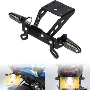 GIXXER 250 - Kit de eliminación de guardabarros compatible con soporte de placa de matrícula GIXXER 150 250 2021-2025 con luz trasera y intermitentes traseros (humo)