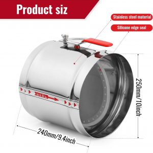 10" HVAC Duct Manual Volume Backdraft Damper, Stainless Steel Adjustment Handle, Airflow Control Valve for HVAC Ventilation System