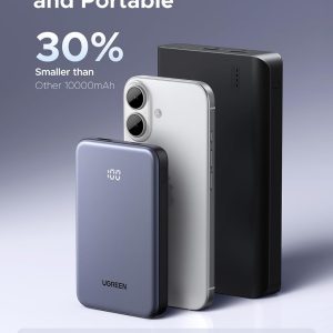 UGREEN Banco de Energía 10,000mAh 22.5W, Cargador Compacto Portátil USB-C PD3.0 Paquete de Batería de Carga Rápida para Viajes con Pantalla Digital para iPhone 17/16/15/14/13/12 Pro Max, Galaxy S25