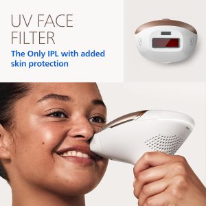 Philips Lumea IPL - Depilación láser tipo salón para mujeres, dispositivo permanente de reducción de vello en casa para cara y cuerpo, seguro e indoloro para cara, bikini, cuerpo, 5 ajustes y sensores de piel, BRI984/03
