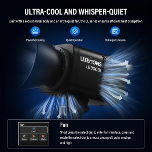 Godox Litemons LE300Bi COB luz de video LED, luz de salida continua bicolor Godox Bowens Mount de 315W con control DMX/Bluetooth APP, conexión NFC, 2800K~6500K, 58900Lux@1m, CRI/TLCI98, 11 efectos Fx