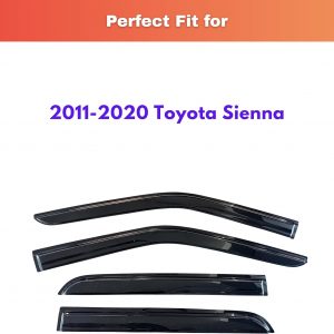 KPY Protector contra lluvia compatible con Toyota Sienna 2011-2020, Visor de ventana de 4 piezas, deflectores de ventilación de ventana lateral con cinta adhesiva estilo Mugen, 2011 2012 2013 2014