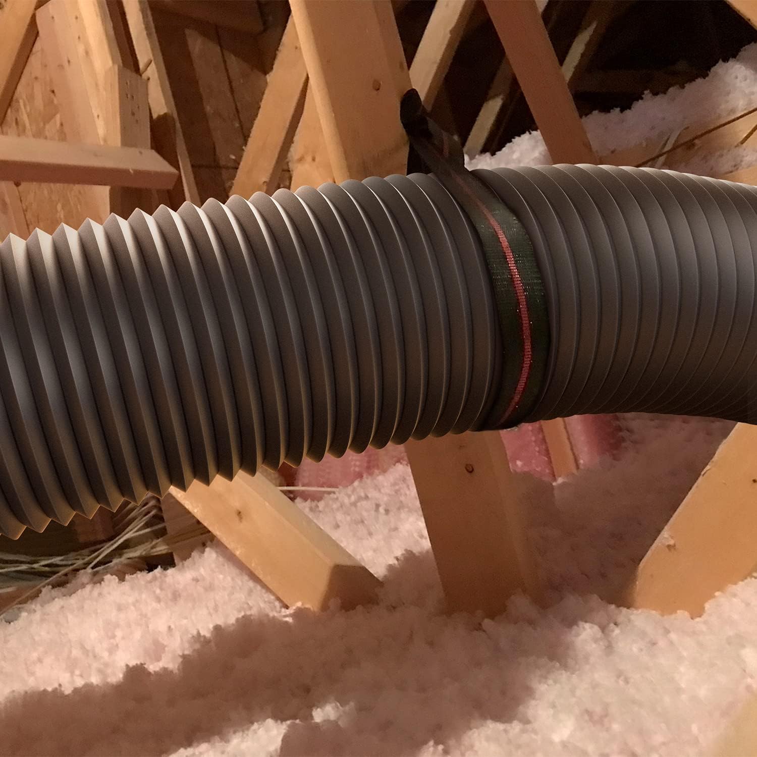 Simple Deluxe Conducto flexible de aluminio de aire de 10 pulgadas, manguera de ventilación de 25 pies de largo para ventilación y escape de HVAC, 2 abrazaderas, color negro