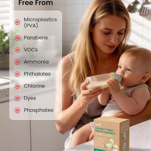 GROWNSY Bottle Washer Detergent Tablets, Plant-Based Enzyme Formula, Removes Milk Residue & Odor, Safe for Baby Bottles & Pump Parts, Compatible with All Bottle Washers, Unscented, 150 Count