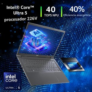 Acer Aspire 14 AI Copilot+ PC | Pantalla WUXGA de 14 pulgadas | Procesador Intel Core Ultra 5 de 226 V | NPU: hasta 40 tops - GPU: hasta 53 tops | Intel ARC 130V | 16 GB LPDDR5X | SSD de 512 GB | Wi-Fi 6E | A14-52M-52M-5 1S1
