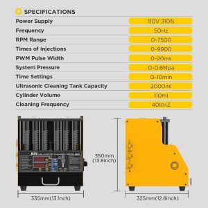 CT400 - Máquina probadora de inyector de combustible para inyectores de gasolina GDI EFI FSI PIEZO, máquina de prueba y limpieza ultrasónica de 6 inyectores, accionamiento de inyector de 12/70/120V, 12 funciones, 110 V