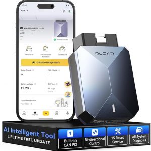 MUCAR BT200 MAX AI OBD2 escáner Bluetooth, sistema completo 15 restablece herramientas de diagnóstico Control bidireccional, Autobús CAN-FD y FCA, AutoVIN, datos en tiempo real, compatibilidad con