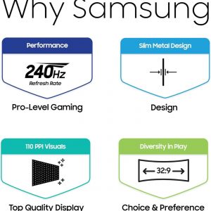 Samsung 49" Odyssey G93SC Series Curved Gaming Monitor, QD-OLED, 240Hz, 0.03ms, DQHD, G-Sync Compatible, FreeSync Premium Pro, Adjustable Stand