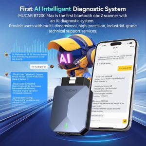 MUCAR Actualización de por vida Bluetooth del escáner OBD2 asistido por AI, BT200 MAX compatible con ELM327, todos los sistemas OBD2 herramienta de diagnóstico con 15 reinicios para iOS y Android, protocolo CANFD, Autoauth para FCA SGW