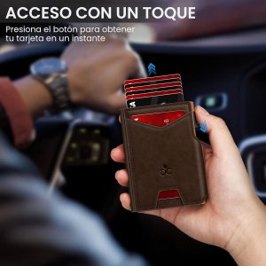 SEMORID Cartera para hombre con tarjetero delgado desplegable para 9-13 tarjetas, billetera inteligente minimalista plegable con bloqueo RFID, tarjetero con ventana de identificación y ranura para