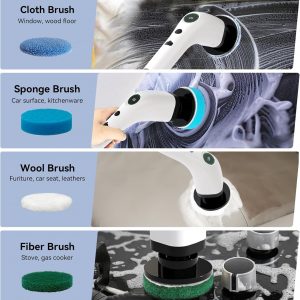 Electric Bathroom Cleaning Brush, Cordless Spin Scrubber Full Body Waterproof IPX7 with Adjustable Handle, 8 Replaceable Brush Heads for Bathtub/Kitchen/Window/Home -SD-CTB01