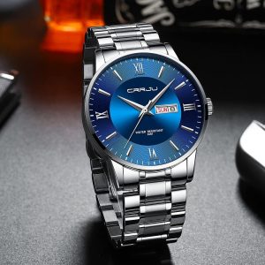 CRRJU Relojes de Lujo de Acero Inoxidable para Hombre de Moda para Hombres de Negocios Automáticos con Fecha Cronógrafo Analógico Relojes de Pulsera de Cuarzo