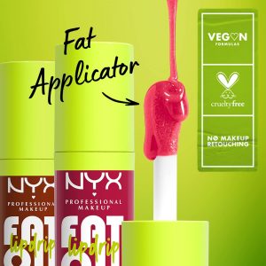 NYX PROFESSIONAL MAKEUP Fat Oil Lip Drip, Aceite Labial Hidratante con Brillo, Fórmula Vegana con Color, Hidratación hasta por 12 Horas - Newsfeed (Rose Nude)