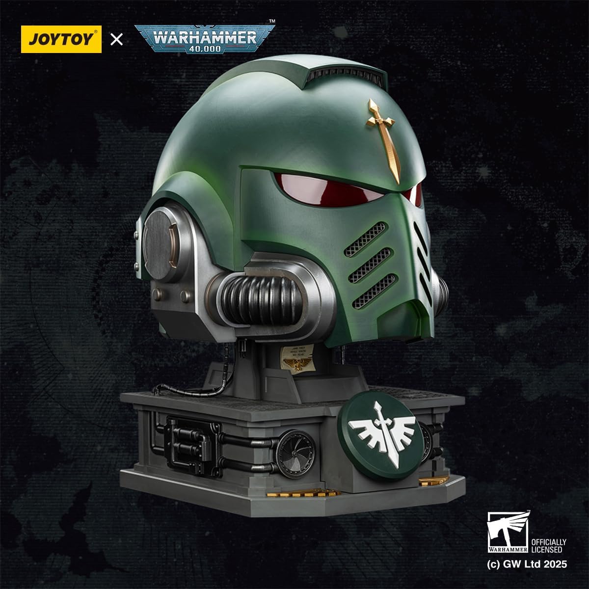JOYTOY 1:1 MkX Helmet and Display Stand Warhammer 40K Action Figures Dark Angels MkX Helmet and Display Stand Collectible Model 17.3Inch Birthday Gifts